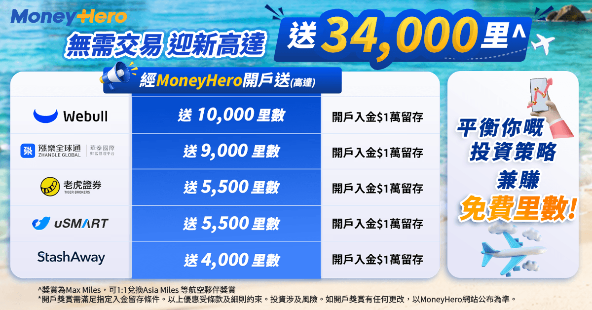 證券開戶攻略:無需消費賸賺高達34,000里數
