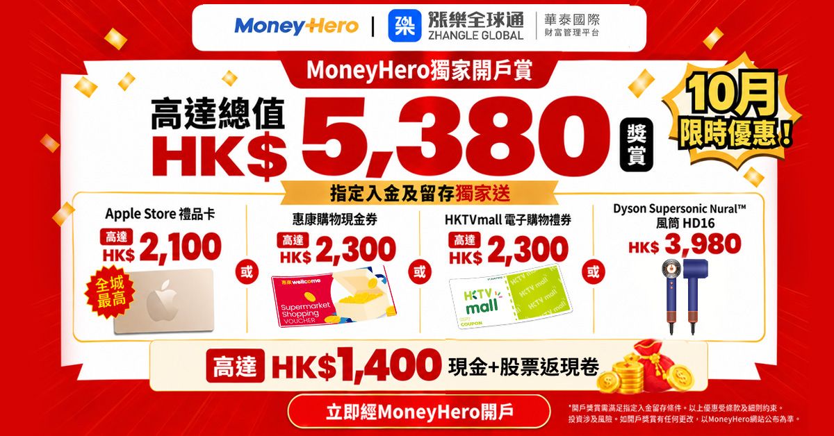 【全城獨家】開戶送高達 HK$2,300現金券+$500現金+$900股票券