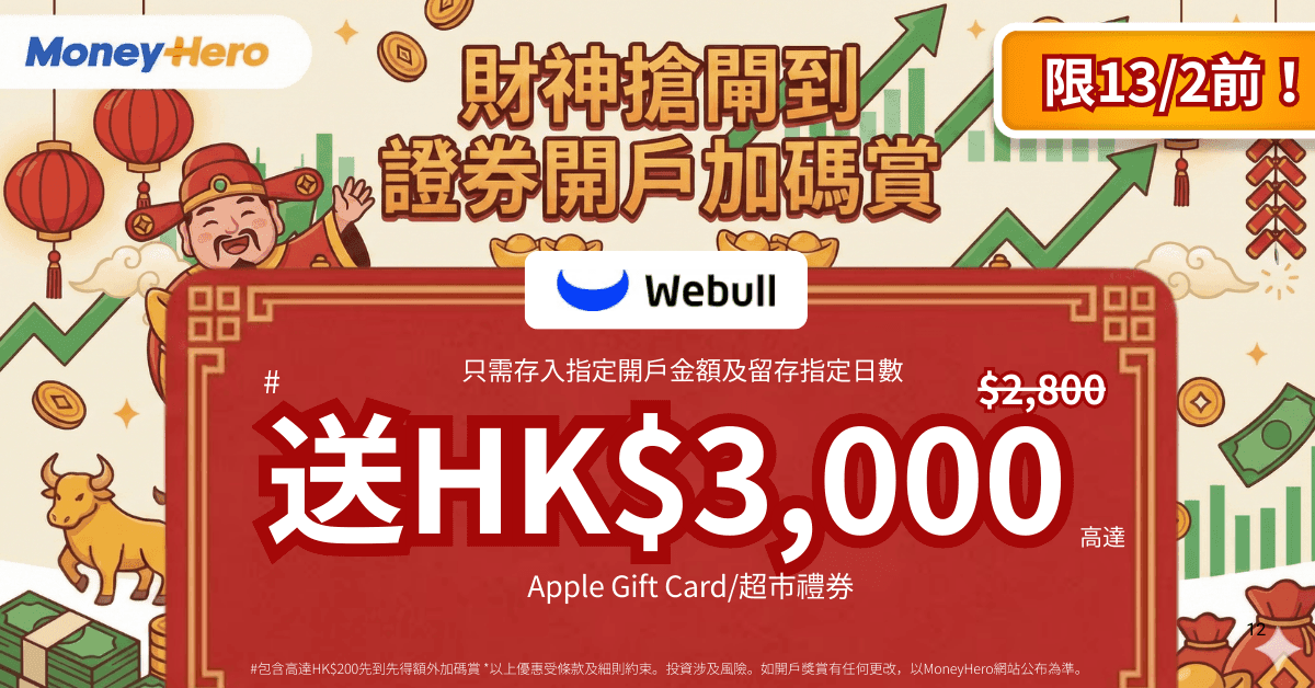Webull開戶即賞高達HK$3,000現金券