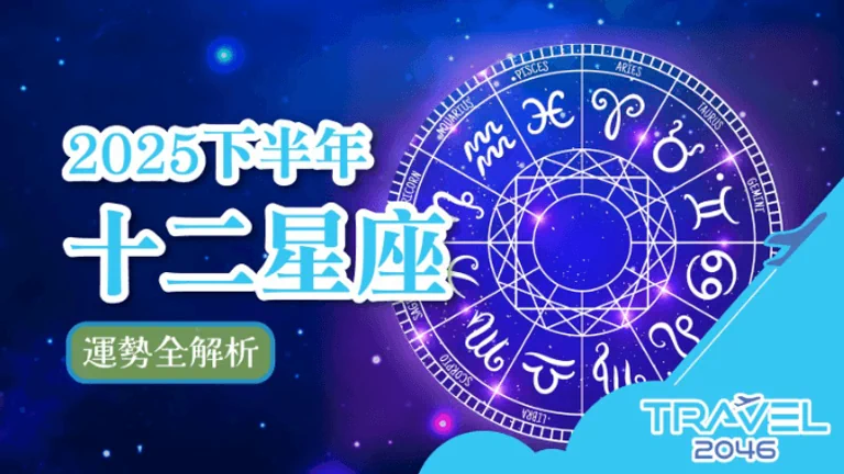 圖爲十二星座的命盤，底色為寶藍色的背景