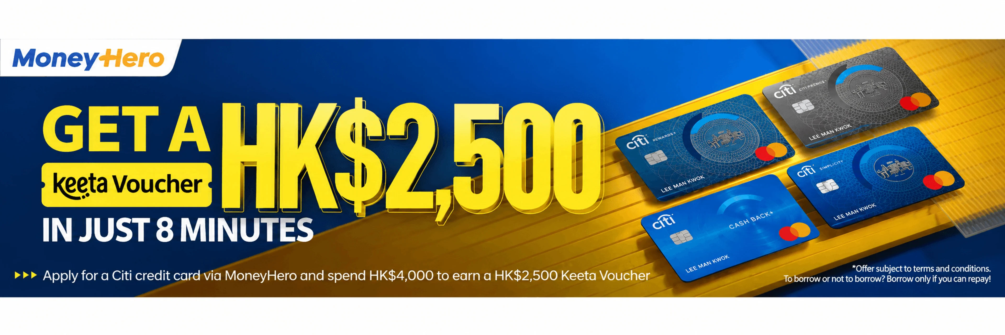 MoneyHero promotion: HK$2,500 Agoda voucher within 8 minutes for new credit card.