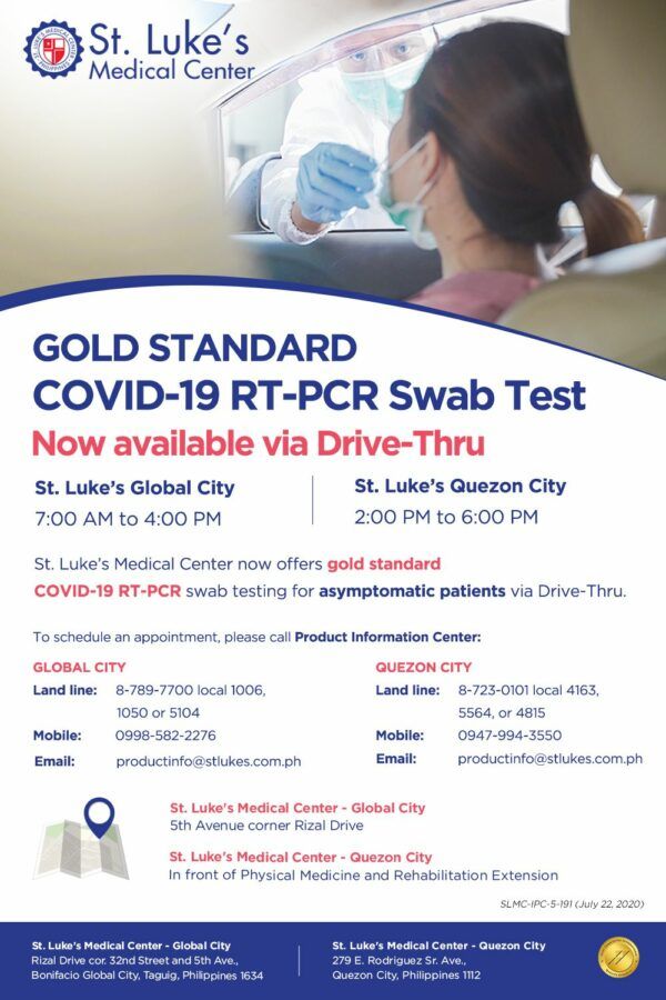COVID-19 Testing Centers in Metro Manila - St. Luke's Medical Center COVID-19 Testing Centers in Metro Manila - St. Luke's Medical Center