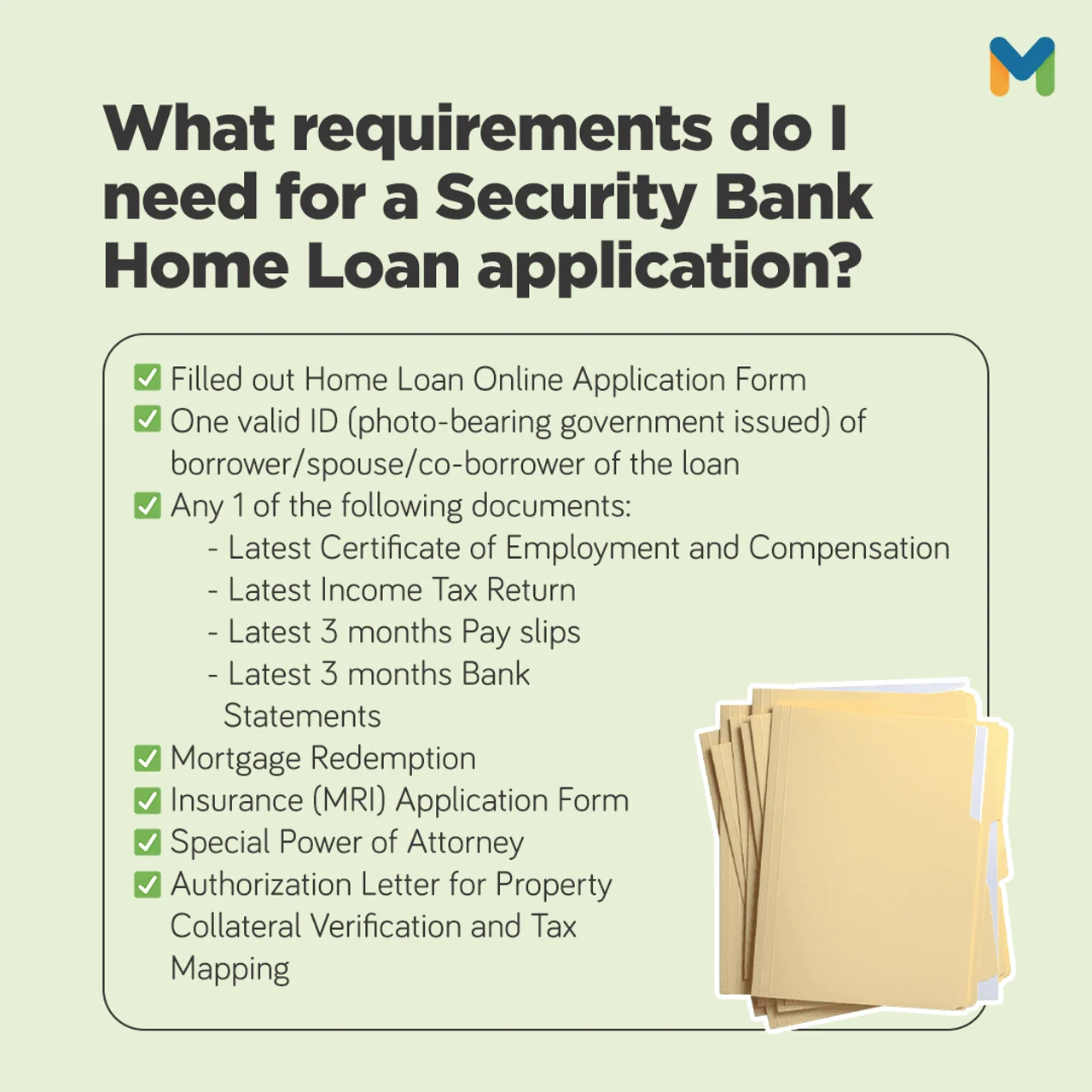 security bank home loan application - document requirements