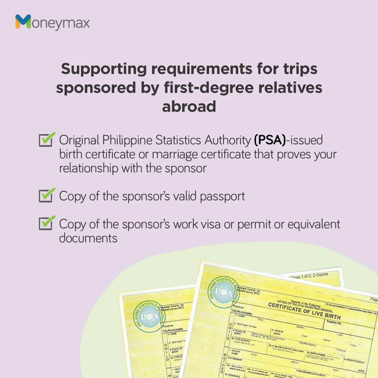 requirements for travel abroad - sponsored by first-degree relatives overseas