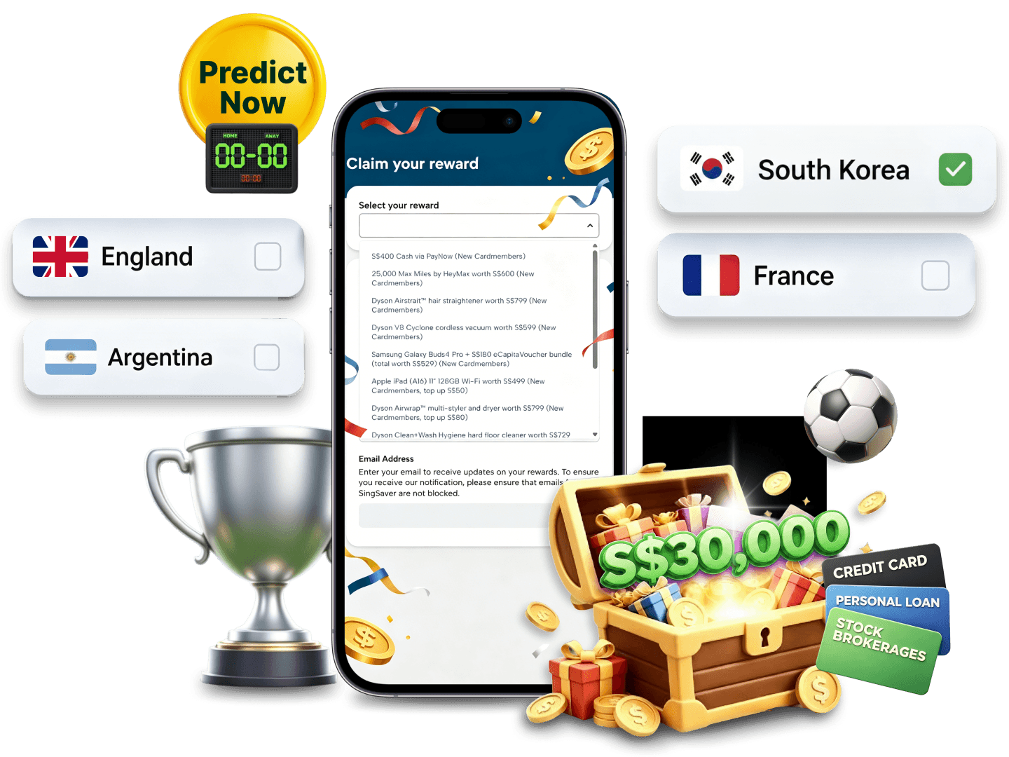 Predict the Champion. Share S$30,000 in Cash! ⚽