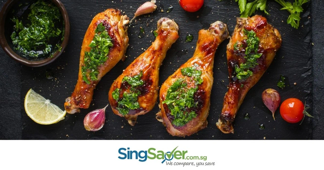 a display of 4 cooked chicken drumsticks - SingSaver